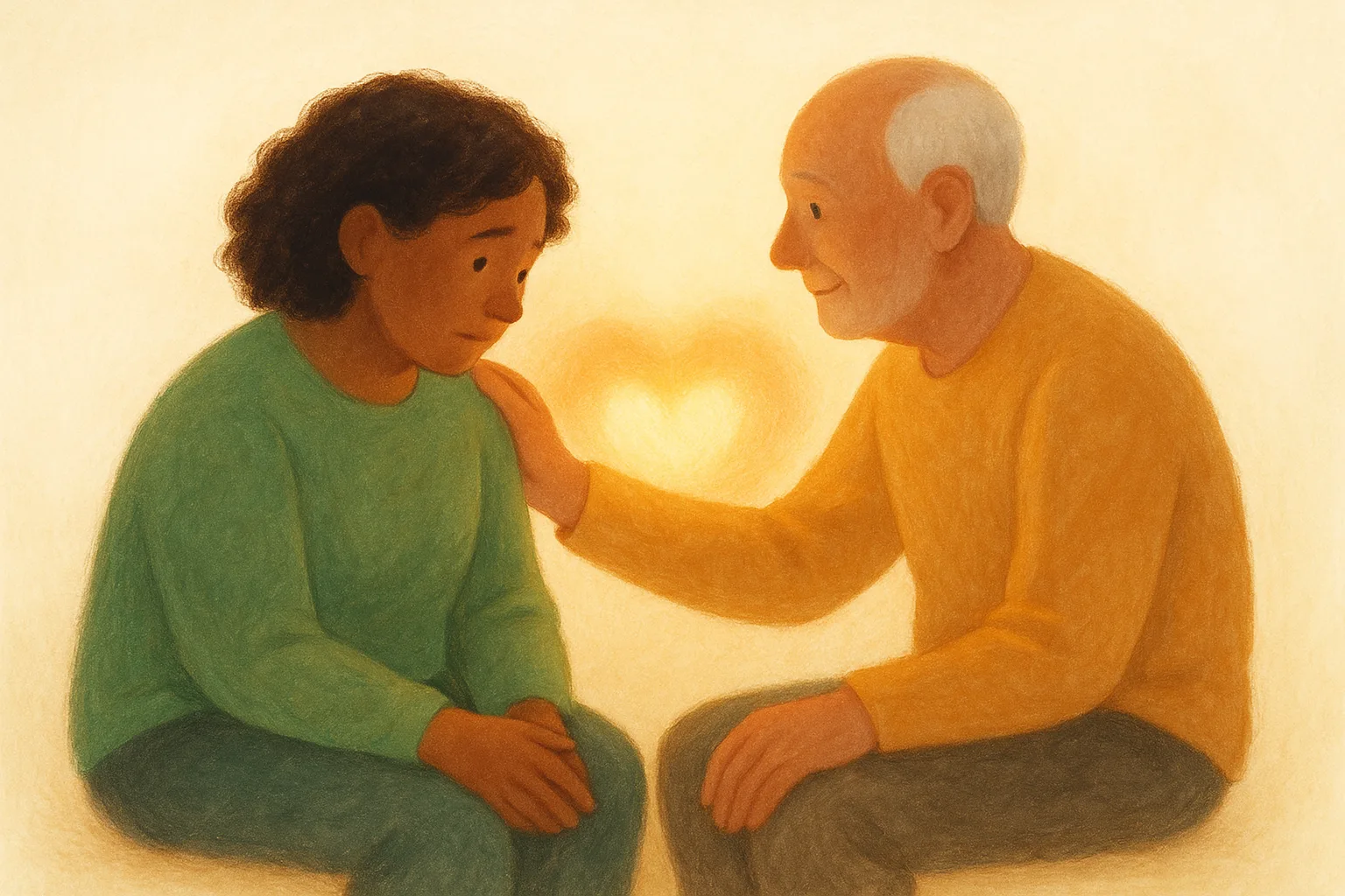 Child listening with a caring adult